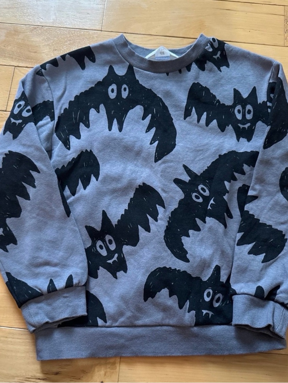 H&M Gray Sweatshirt with Black Bat Print